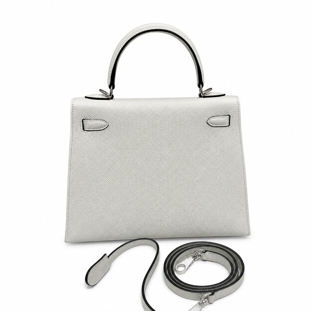 Kelly 25cm in green Epsom Leather with Silver Buckle Handmade — Timeless Top-Handle Design