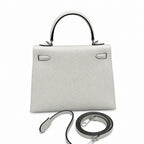Kelly 25cm in green Epsom Leather with Silver Buckle Handmade — Timeless Top-Handle Design