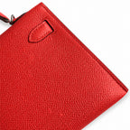 handmade Mini Kelly II 19cm imported Epsom Leather peach Pink Silver Buckle — Compact Top-Handle Bag