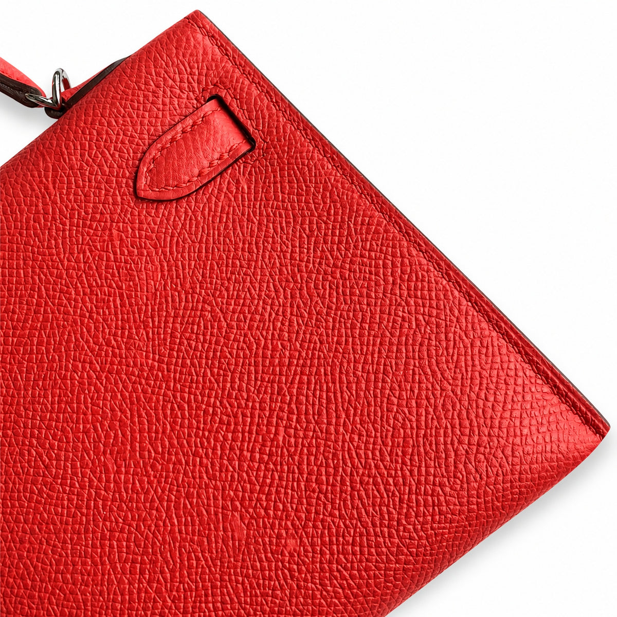 handmade Mini Kelly II 19cm imported Epsom Leather peach Pink Silver Buckle — Compact Top-Handle Bag