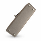 handmade Mini Kelly II 19cm imported Epsom Leather asphalt gray Silver Buckle — Versatile Mini Carry Design