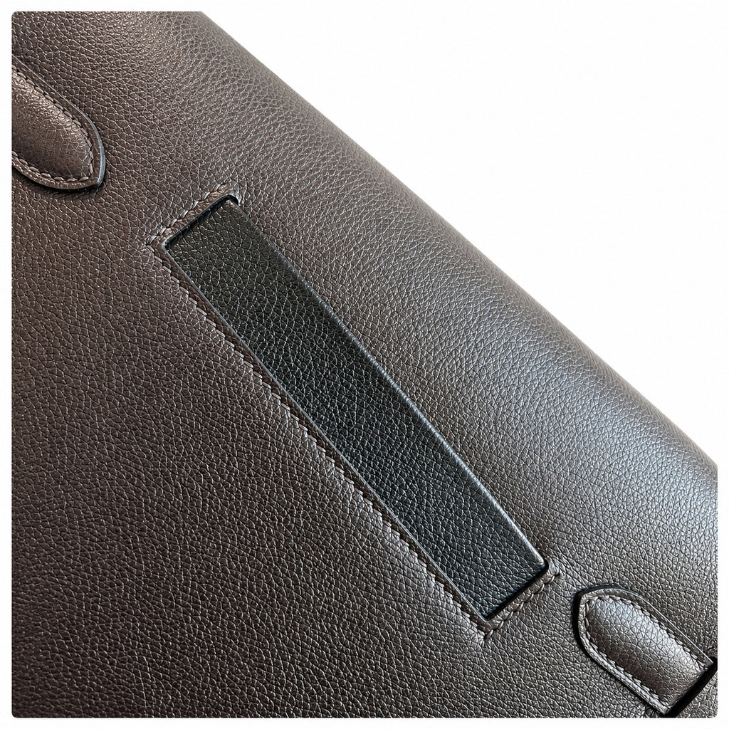 Kelly Depeches 25cm Evercolor Leather with Shoulder Strap — Structured Hand-Carry Clutch