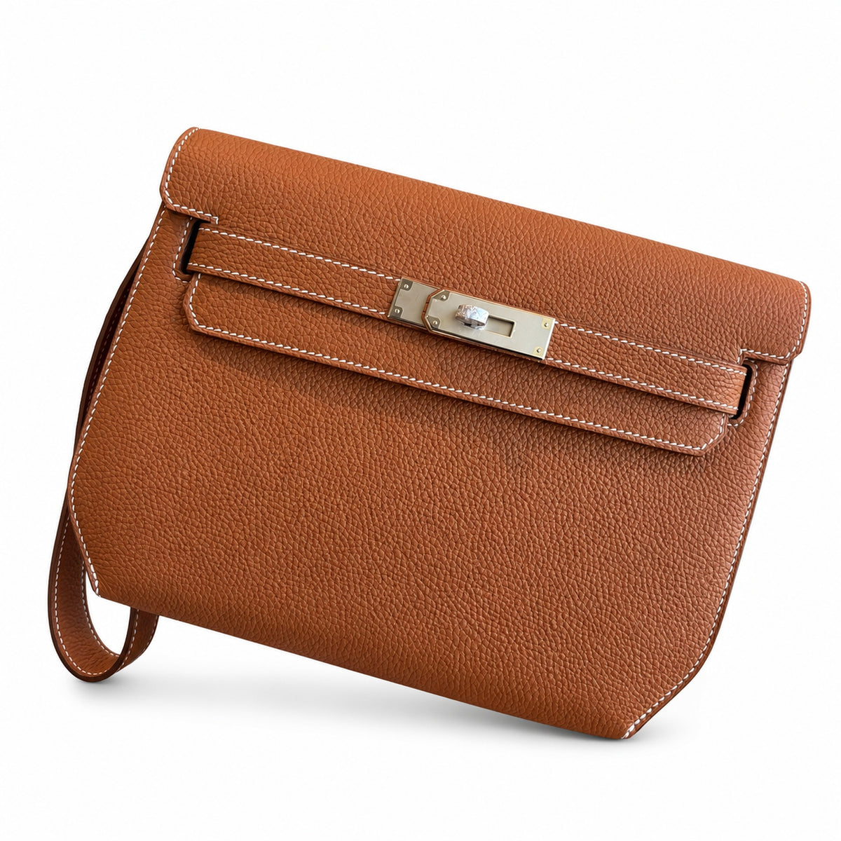 Kelly Depeches 25cm Togo Leather with Shoulder Strap — Versatile Hand-Carry Clutch