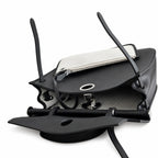 Herbag 31cm Saddle-Inspired Canvas Body with Leather Handle and Shoulder Strap — Elegant Leather-Accented Canvas Bag
