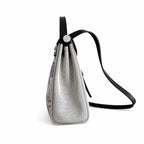 Herbag 31cm Saddle-Inspired Canvas Body with Leather Handle and Shoulder Strap — Classic Canvas-and-Leather Shoulder Carry