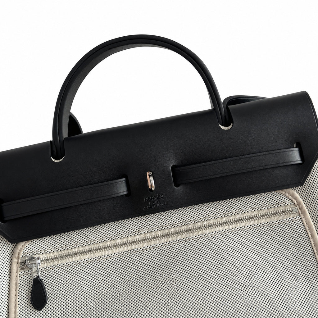 Herbag 31cm Saddle-Inspired Canvas Body with Leather Handle and Shoulder Strap — Polished Saddle-Inspired Carryall