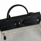 Herbag 31cm Saddle-Inspired Canvas Body with Leather Handle and Shoulder Strap — Polished Saddle-Inspired Carryall