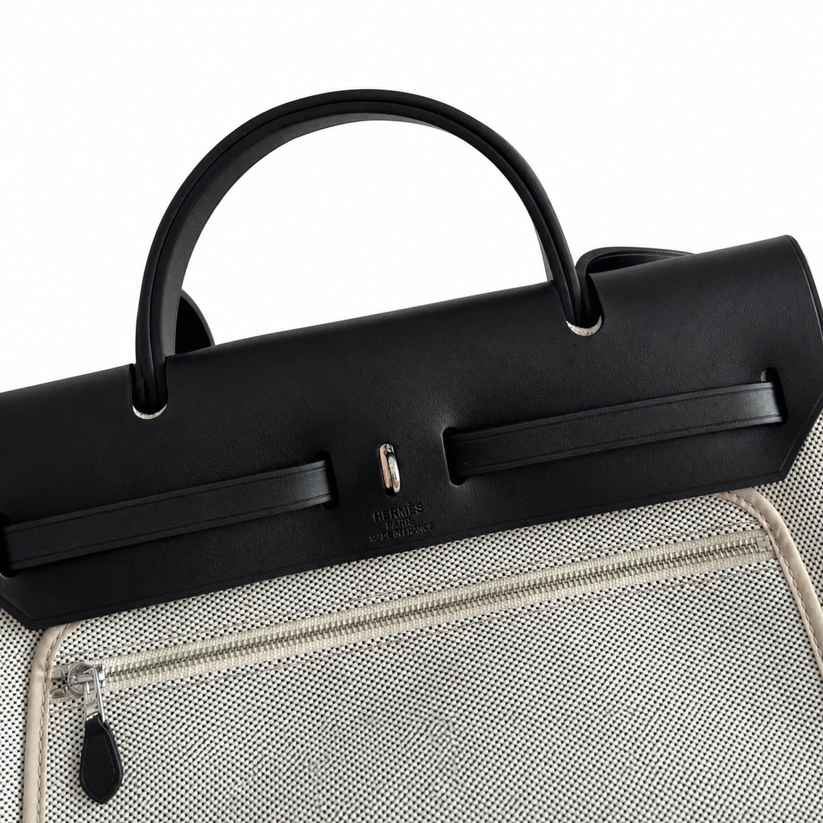 Herbag 31cm Saddle-Inspired Canvas Body with Leather Handle and Shoulder Strap — Polished Saddle-Inspired Carryall