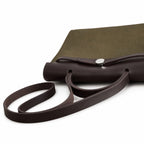 Herbag 31cm Saddle-Inspired Canvas Body with Leather Handle and Shoulder Strap — Leather-Handled Canvas Shoulder Bag