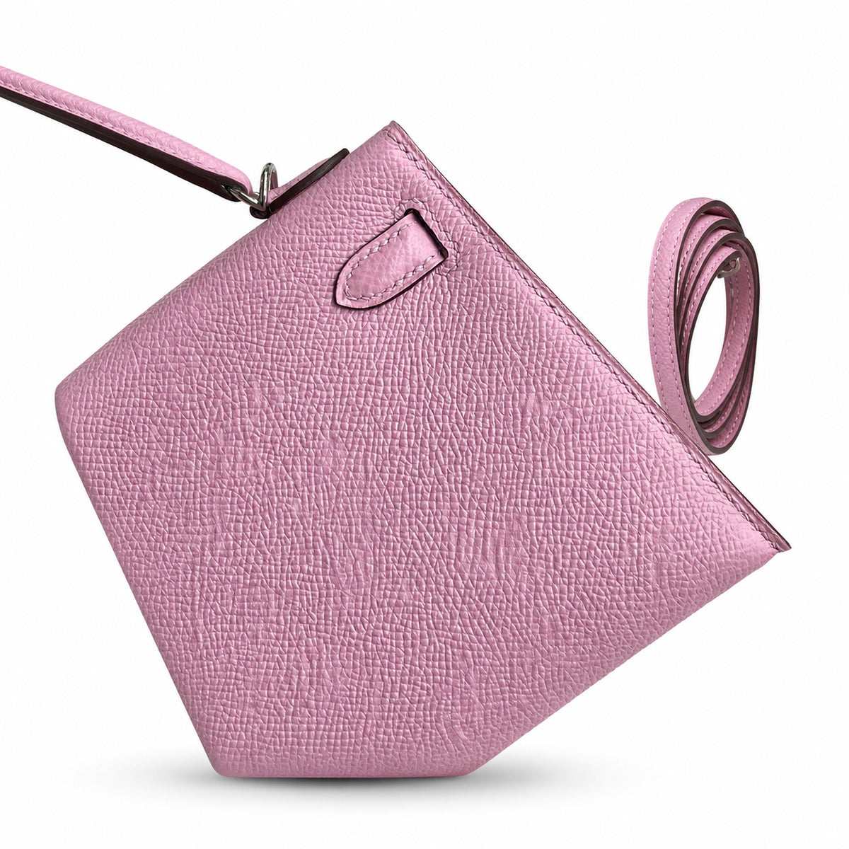 handmade Mini Kelly II 19cm imported Epsom Leather, malva purple, Silver Buckle — Sophisticated Small-Scale Bag