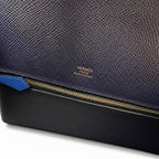 Kelly 28cm Epsom Leather 73 Bleu Saphir sapphire blue combined with 71 Bleu France French blue top handcraft — Refined Top-Handle Bag