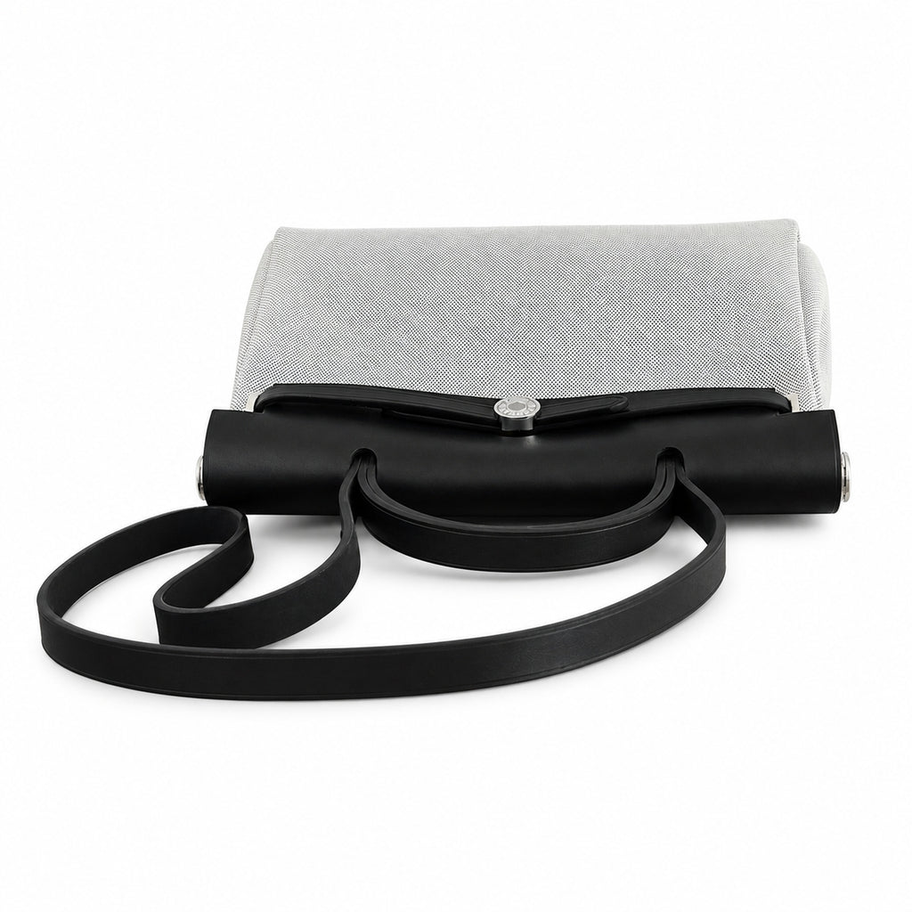 Herbag 31cm Saddle-Inspired Canvas Body with Leather Handle and Shoulder Strap — Polished Saddle-Inspired Carryall