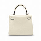 Kelly Graffiti 25cm in Nata Epsom Leather with Silver Buckle Handmade — Distinctive Hand-Carry Bag
