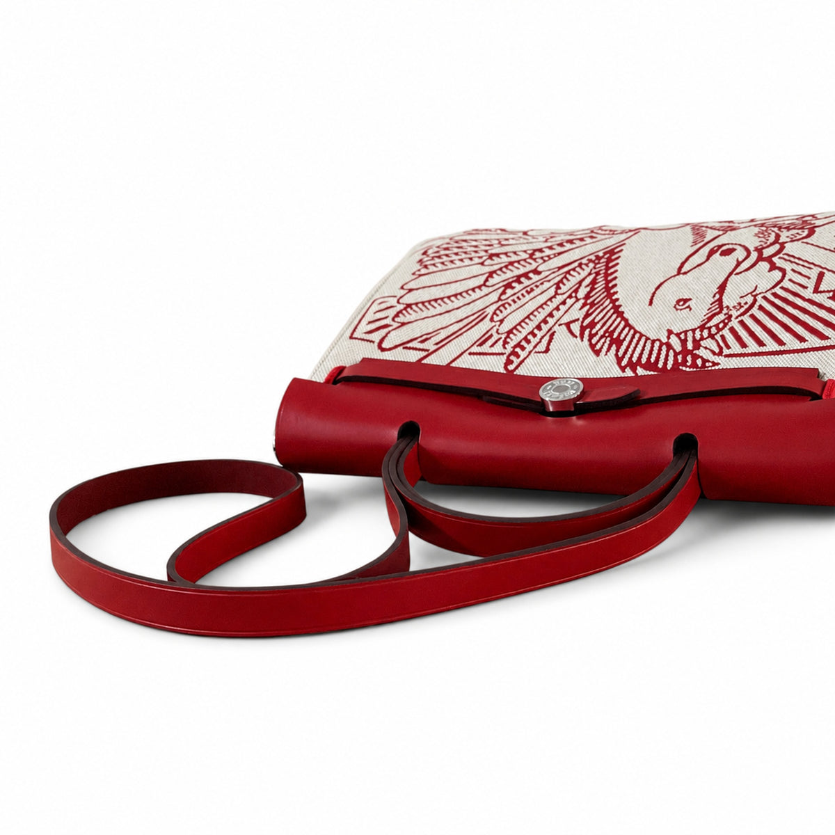 Canvas-and-Leather Shoulder Bag: Herbag 31cm Saddle-Inspired Canvas Body with Leather Handle and Shoulder Strap