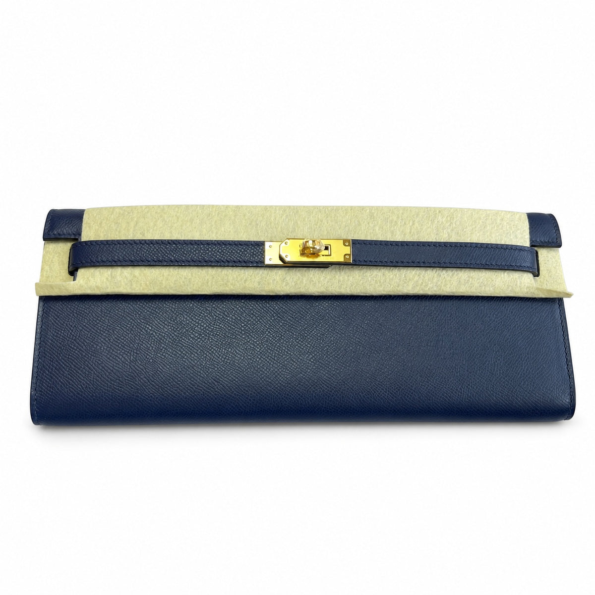 Kelly Cut 31 Clutch Epsom Leather Dark Blue — Slim Evening Clutch