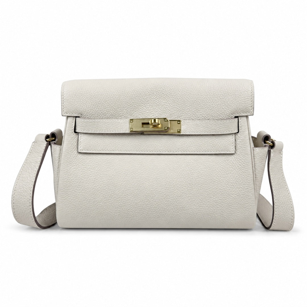 Available : Kelly messenger men's and women's bags, milkshake platinum buckle, imported leather, all-steel hand-waxed thread, the highest — Sophisticated Carry Design