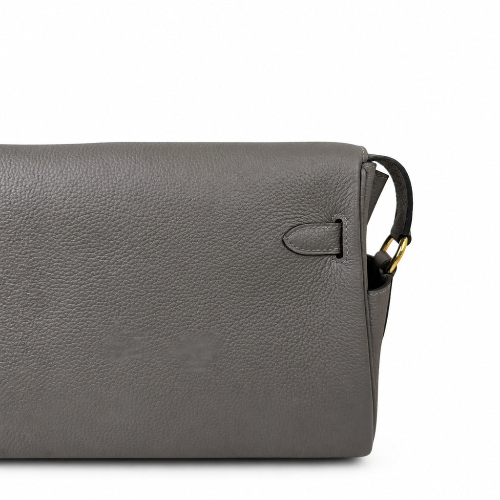 Kelly Messenger messenger bag for men and women, pewter gray Gold Buckle, imported leather, all-steel hand-waxed thread, the highest cost — Timeless Top-Handle Design