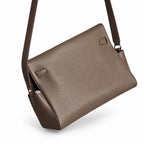 Kelly Messenger messenger bag, large size, pewter gray Togo Leather, Pre-order Togo calfskin messenger bag. - Flap with swivel hardware - Large — Polished Structured Handbag