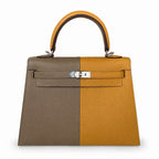 Kelly in Blue Epsom Leather with Silver Buckle Handmade — Polished Structured Handbag