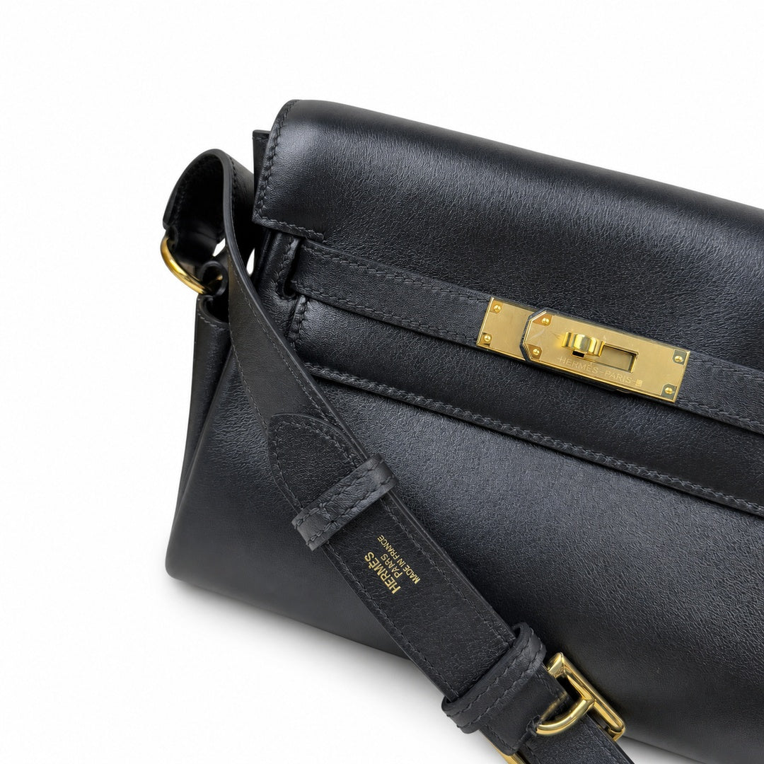 Black Gold Kelly Messenger messenger bag for men and women, Black Gold Buckle, imported leather, all-steel hand-waxed thread, the highest — Timeless Top-Handle Design