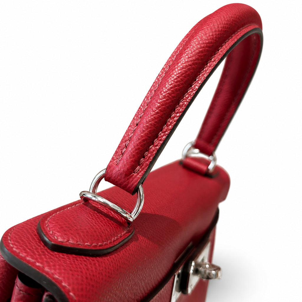 Kelly 28cm Epsom Leather with Silver Buckle Handmade — Structured Top-Handle Handbag