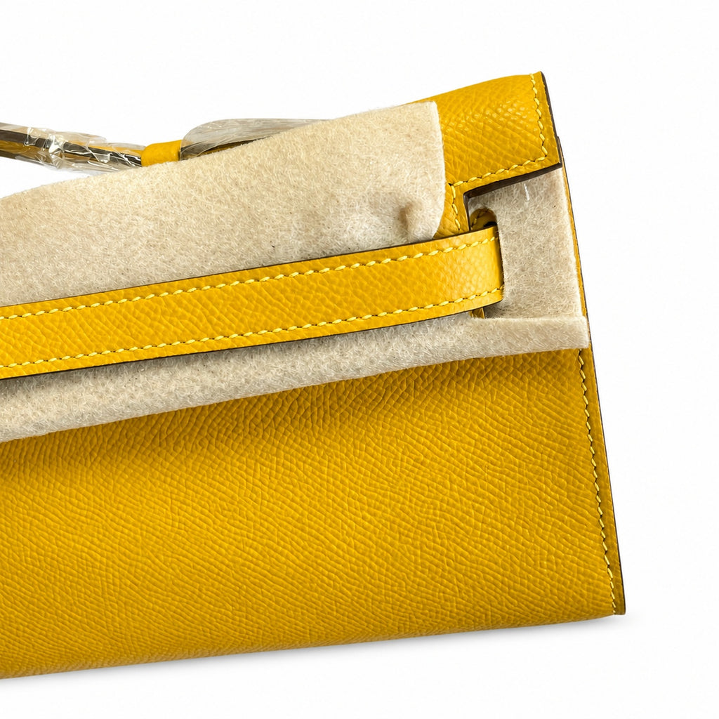 Kelly Cut 31 Clutch Epsom Leather Amber Yellow — Refined Flat Clutch