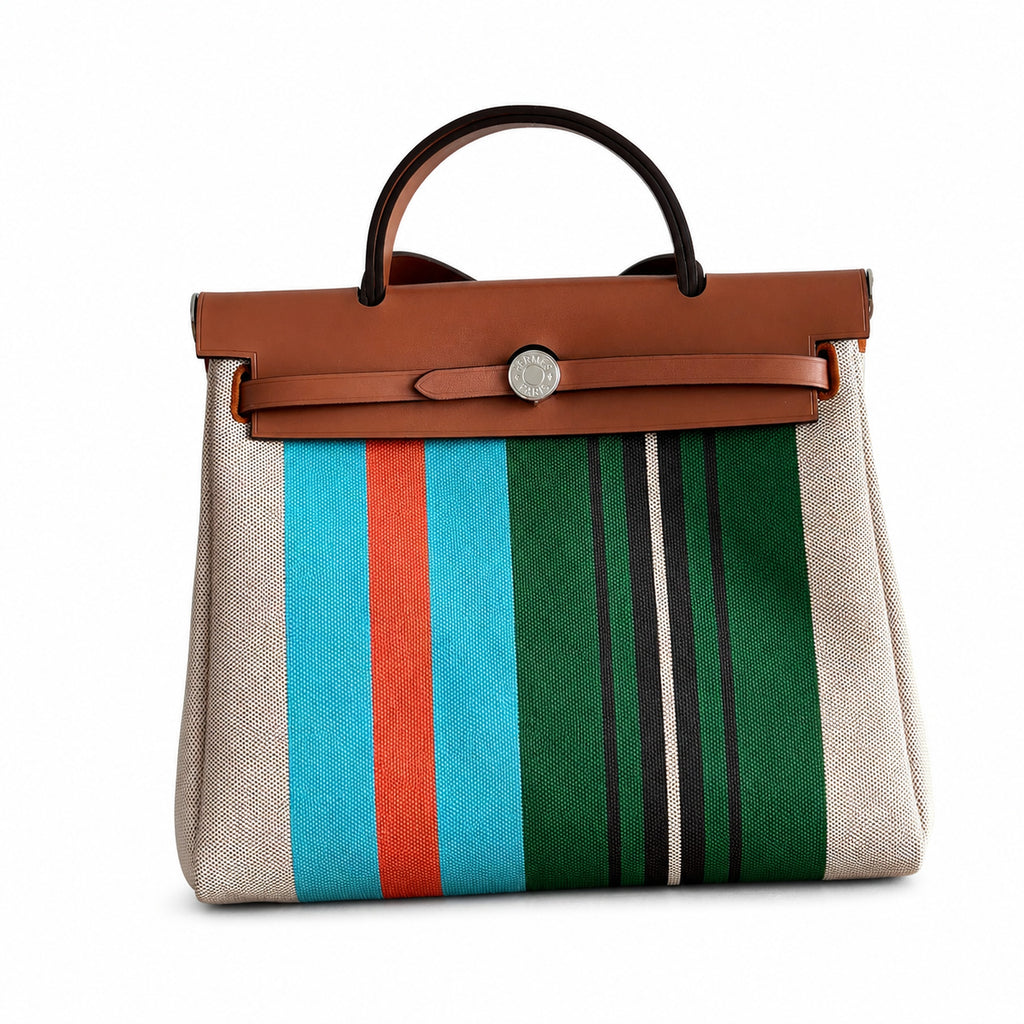 Versatile Leather-Trimmed Canvas Bag: Herbag 31cm Saddle-Inspired Canvas Body with Leather Handle and Shoulder Strap