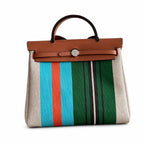 Versatile Leather-Trimmed Canvas Bag: Herbag 31cm Saddle-Inspired Canvas Body with Leather Handle and Shoulder Strap