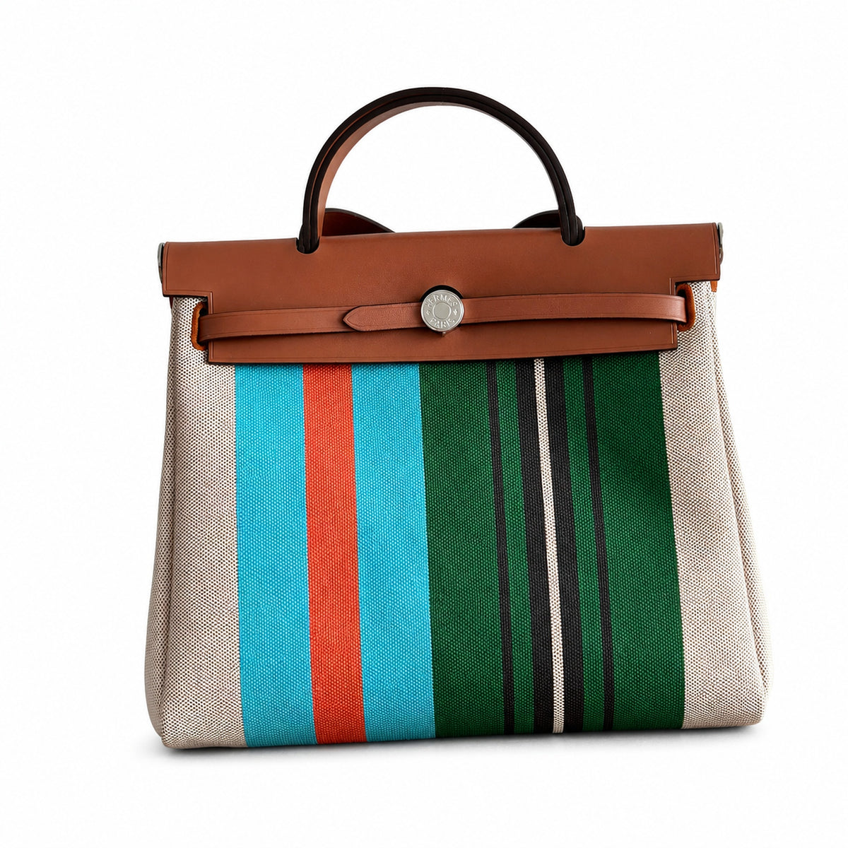 Versatile Leather-Trimmed Canvas Bag: Herbag 31cm Saddle-Inspired Canvas Body with Leather Handle and Shoulder Strap