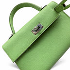 Streamlined Mini Handbag: second generation Kelly 19cm imported Epsom Leather avocado green Gold and Silver Buckle wax thread