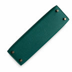 handmade Mini Kelly II 19cm imported Epsom Leather malachite green Silver Buckle — Compact Top-Handle Bag