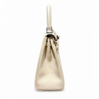 Kelly Graffiti 25cm in Nata Epsom Leather with Silver Buckle Handmade — Distinctive Hand-Carry Bag