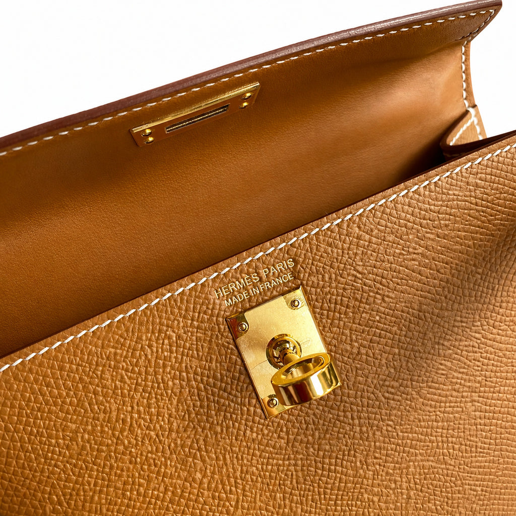 Mini Kelly II 19cm Epsom Leather, Golden Brown, Gold Buckle — Versatile Mini Carry Design
