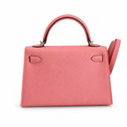 handmade Mini Kelly II 19cm imported Epsom Leather Milkshake Powder Silver Buckle — Versatile Mini Carry Design