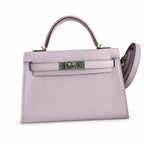handmade Mini Kelly II 19cm imported Epsom Leather dreamy Pink and purple Silver Buckle — Small Structured Carry Style
