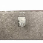 Kelly 25 pewter gray Epsom Silver Buckle fully handmade with wax thread — Sophisticated Carry Design