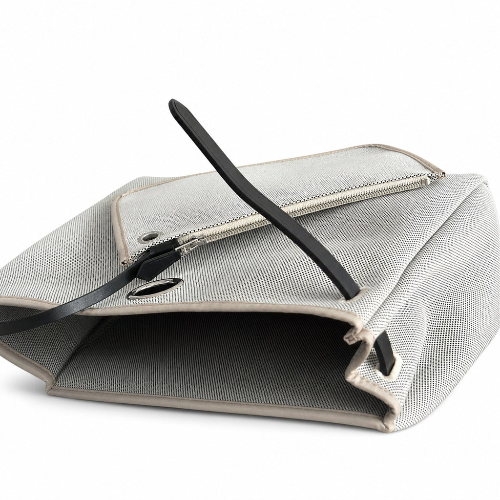 Herbag 31cm Saddle-Inspired Canvas Body with Leather Handle and Shoulder Strap — Polished Saddle-Inspired Carryall