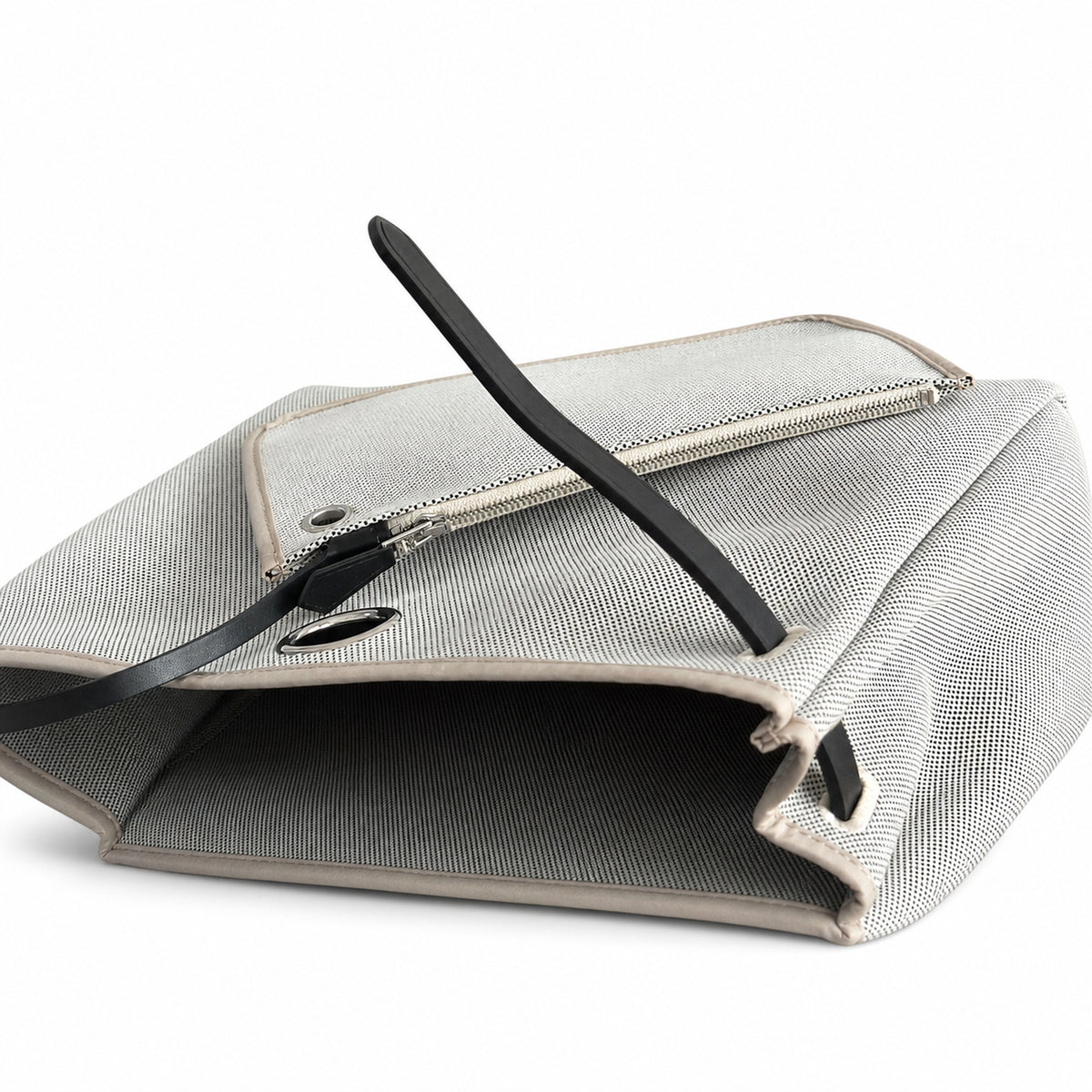 Herbag 31cm Saddle-Inspired Canvas Body with Leather Handle and Shoulder Strap — Polished Saddle-Inspired Carryall