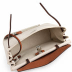 Canvas Shoulder Bag with Leather Accents: Herbag 31cm Saddle-Inspired Canvas Body with Leather Handle and Shoulder Strap