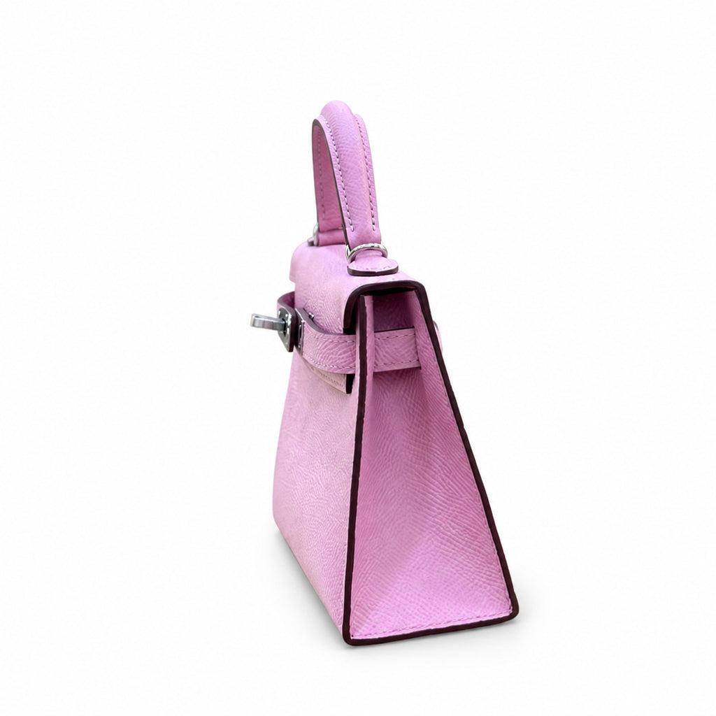 Versatile Mini Carry Design: Mini Kelly II 19cm Epsom Leather, mallow purple, Silver Buckle