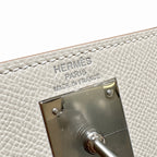 Kelly 28cm in Milkshake White Epsom Leather with Silver Buckle Handmade — Versatile Structured Bag