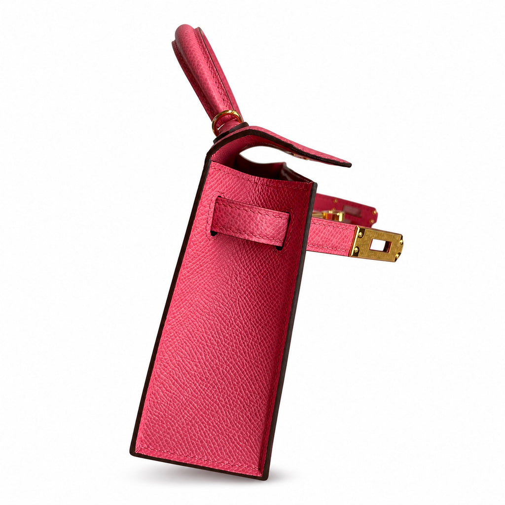 handmade Mini Kelly II 19cm imported Epsom Leather new lipstick powder Gold Buckle — Distinctive Petite Bag