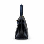 Kelly 20cm in blue lizard Leather Handmade — Structured Top-Handle Handbag
