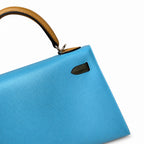 Kelly 25 northern blue color matching Epsom Silver Buckle handmade — Classic Hand-Carry Silhouette