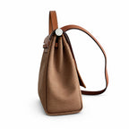 Herbag 31cm Saddle-Inspired Canvas Body with Leather Handle and Shoulder Strap — Structured Leather-Trimmed Canvas Carryall