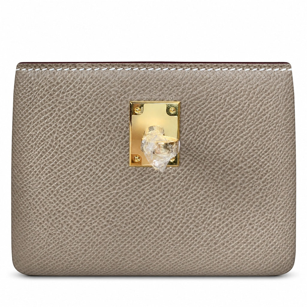Kelly 25 Elephant Gray Epsom Gold Buckle, fully handmade with wax thread — Classic Hand-Carry Silhouette