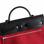 Herbag 31cm Saddle-Inspired Canvas Body with Leather Handle and Shoulder Strap — Canvas-and-Leather Top-Handle Style