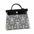 Herbag 31cm Saddle-Inspired Canvas Body with Leather Handle and Shoulder Strap — Saddle-Influenced Canvas Hand-Carry Style