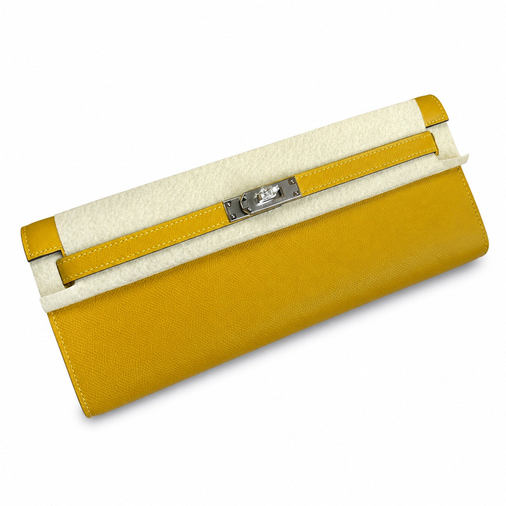 Refined Flat Clutch: Kelly Cut 31 Clutch Epsom Leather Amber Yellow