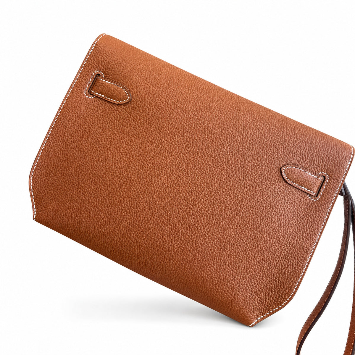 Kelly Depeches 25cm Togo Leather with Shoulder Strap — Versatile Hand-Carry Clutch